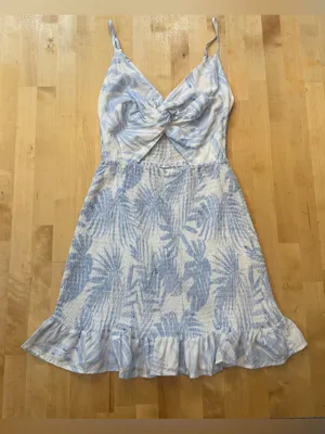 Ocean Drive NWT Light Blue Floral Twist-Front Spaghetti Strap Dress thumbnail 1