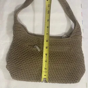 The Sak Original Crocheted Shoulder Bag Brown Knit Hobo Purse thumbnail 3