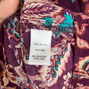 Cato Boho Floral Peasant Bell‎ Sleeve Blouse Size 22/24W Burgundy Lightweight thumbnail 6