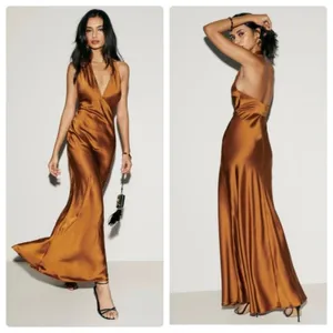 Reformation Daniela Silk Dress Copper size 0 silk C0 thumbnail 2