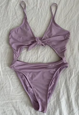 DIPPIN' DAISY'S Purple Lilac Front Tie One Piece Swimsuit Size M thumbnail 1