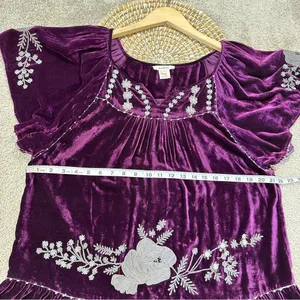 Sundance Embroidered Silk Blend Just Devine Tunic Top Purple Velvet Fairy Size M thumbnail 15