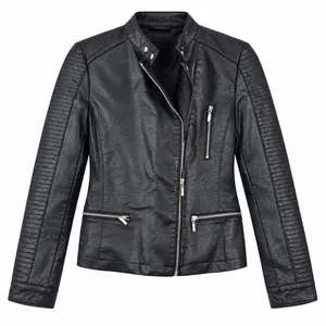 Halogen Moto Jacket Women XS Petite Black Faux Leather Biker Edgy Quilted Sleeve thumbnail 1