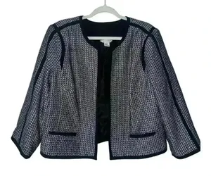 Liz Claiborne Black/White Open Front Cropped Blazer,‎ XL thumbnail 1