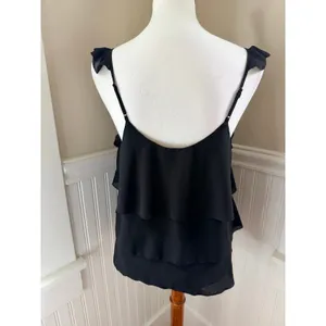 Cupcakes and Cashmere Black Tiered Ruffle Cami Flutter Strap Top Size‎ Medium thumbnail 3