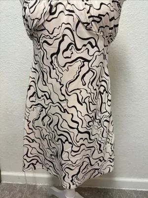 Abercrombie & Fitch Cream Halter Dress with Dark Brown Abstract Swirl - Small thumbnail 7