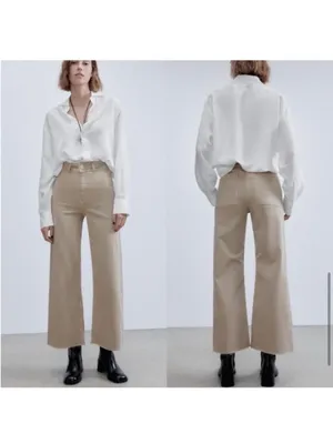 Zara The Marine Straight Jeans Tan thumbnail 2