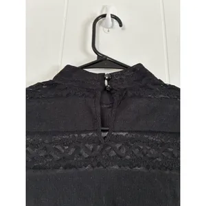 Jolie & Joy Sheer Lace Striped Mock-Neck Bodysuit‎ thumbnail 3