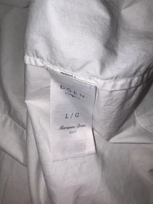 NEW DÔEN Marianne Stripe Organic Cotton Midi salt white Dress sz L thumbnail 9