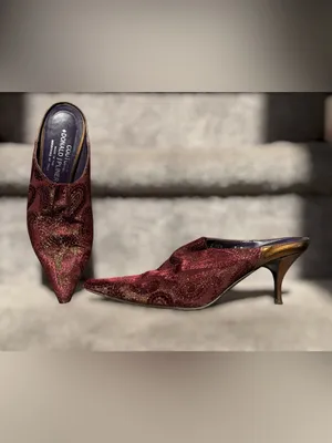 Donald J Pliner Couture Paisley Brocade Pointed Toe Kitten Heel Mules Y2K Glam thumbnail 15
