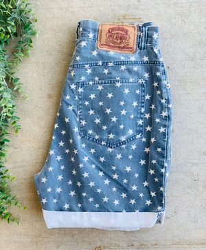 Vintage Star Print Shorts Blue Size 8 thumbnail 2