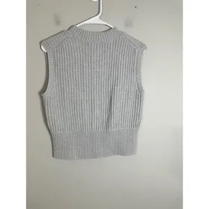 Banana‎ Republic Heather Gray Ribbed Cotton Sweater Vest Crew Neck Gray M FA23 thumbnail 7