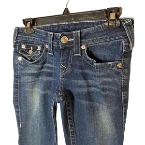 True Religion Womens Blue Embroidered Pockets Straight Leg Denim Jeans‎ Size 26 thumbnail 3