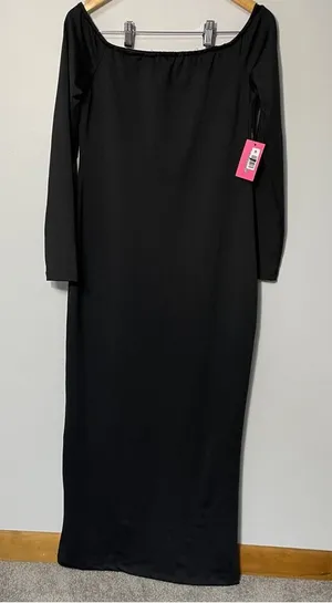 Edikted Long Sleeve Off Shoulder‎ Maxi Dress with back slit women’s XL, NWT thumbnail 1
