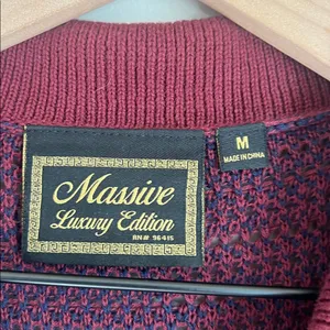 Massive Luxury Edition Checkered‎ Knit Polo Button Shirt Mens Medium thumbnail 3