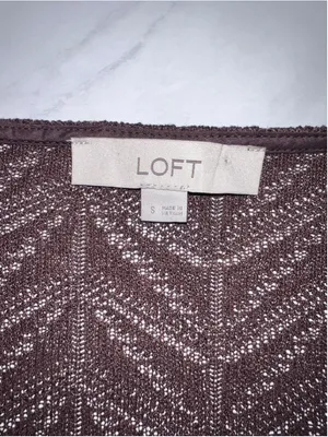 Women's LOFT Brown Ruffle Front Cardigan Sweater Size S thumbnail 6