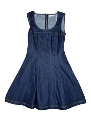 Avec Les Filles 𖦹 Sleeveless A-Line Skater Mini Dress 𖦹 Royal Rinse Denim 𖦹 0 thumbnail 6