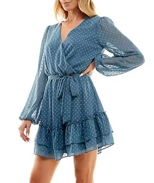 NWT B Smart Blue Long Sleeve Dress Size 9 thumbnail 1