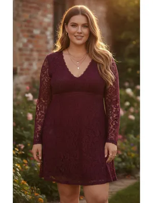 Kimchi Blue Urban Outfitters Burgundy Lace Mini Dress Size 4 V-Neck thumbnail 7