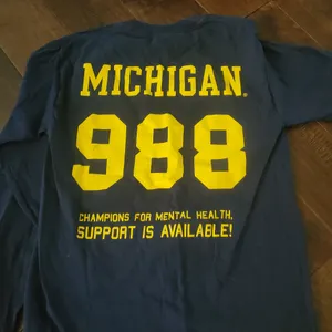 University Of Michigan Gildan Navy Long Sleeve with Yellow Michigan Size Small thumbnail 4