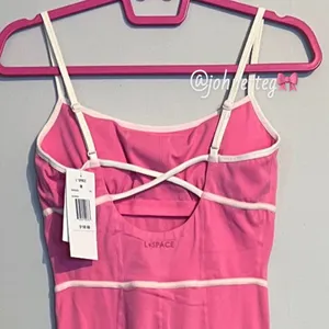 L*Space Ace Jumpsuit Pink Taffy & Cream Sporty Anthropologie Pilates Yoga Small thumbnail 6