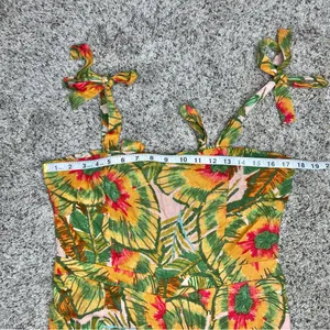 Cynthia Rowley Linen Blend Multicolor Tropical Wide Leg Jumpsuit Medium M thumbnail 9