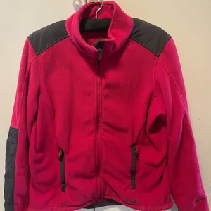 Women’s L.L. Bean Pink and Grey Fleece Full Zip‎ Jacket Size L thumbnail 1