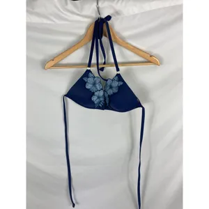 VS Pink Push Up Floral Bikini Top Size Small Blue thumbnail 2
