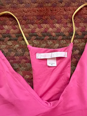Y2K VICTORIAS SECRET Pink Racerback Slip Dress with Contrast Straps Barbie Elle thumbnail 3