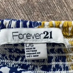 Forever 21 Tropical Strapless Yellow Blue Green Mini Dress Sundress Womens L thumbnail 10