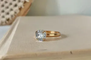 Copper Gold Solitaire Fashion Jewelry Ring “Eve” Neutral Minimal Stacking Simple Jewelry thumbnail 1