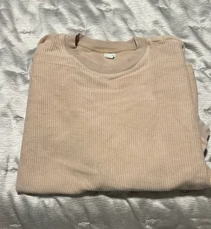 Aerie Tan Corded Crew Neck Sweatshirt thumbnail 1