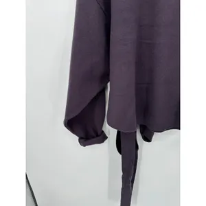 Zara Sweater Women Medium Plum Purple Tie Wrap Belted Chunky Thick Crewneck‎ thumbnail 3