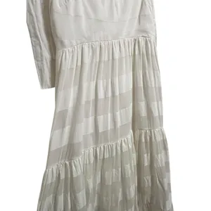 Zimmermann Women's Rosa striped midi Dress size‎ 3 tie shoulder cream cotton thumbnail 4