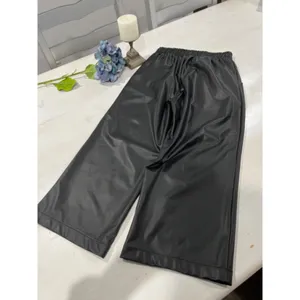 First Love Faux Leather Wide Leg Elastic Waist‎ Cropped Pants S thumbnail 7