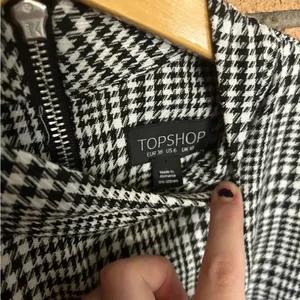 Top Shop Plaid Peplum Gingham Mock Neck Top Y2K Retro Blouse Women’s Size 6 thumbnail 3