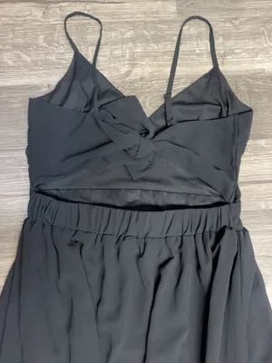 Boohoo Night Black Chiffon Open Back Tie Maxi Dress Size US 6 thumbnail 7
