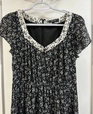 Floral Black and White Dress thumbnail 1