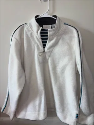 Liz Claiborne Women’s White Fleece Quarter-Zip Pullover thumbnail 1