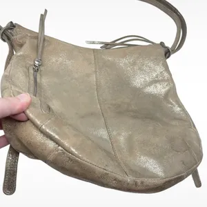 HOBO International Taupe Silver Metallic “Merrin” Leather Backpack Shoulder Bag thumbnail 4