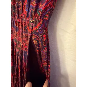 S.L. Fashions Vintage Red Paisley Midi Dress Womens 14T Rayon Pockets USA Made thumbnail 6