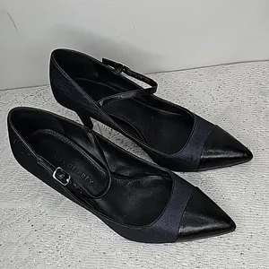 Shoes of Prey leather point toe blue and black ankle strap heels sz 6.5 thumbnail 2
