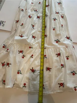 Nobody’s Child White Floral Embroidered Smocked Tiered Maxi Dress Size 2 thumbnail 6