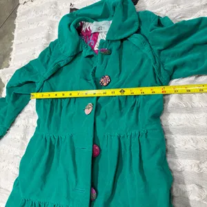 Whimsical vibrant green Judith March coat Measure Like Small Satin lined Boho thumbnail 13