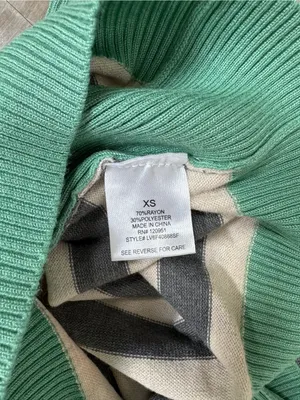 Olive & Oak Gray and Cream Striped Sweater with Green Trim thumbnail 4