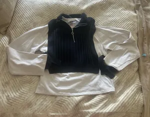Zara Black Ribbed Half-Zip Mockneck Cropped Vest thumbnail 1