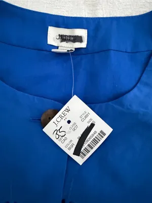 J.Crew Blue Eyelet Cotton Button Front Top XS NWT thumbnail 4