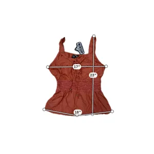NWT Boho Lace Up Peplum Cami Top Rust Orange Crochet Waist Angie Small thumbnail 5