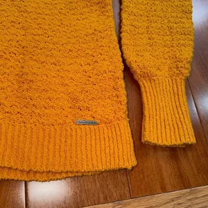 Abercrombie &‎ Fitch Women's Mustard V-Neck crochet Sweater Size L thumbnail 7