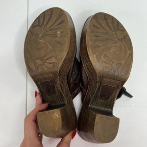 Born Sz 40.5 US 9 Ibra Moro Leather Mule Buckle Block Heel Clogs Metallic Bronze thumbnail 13